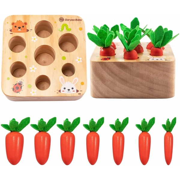 Jouets Montessori pour développer la coopération de la main ensemble de carottes en bois pour filles 69118 dpfpsv