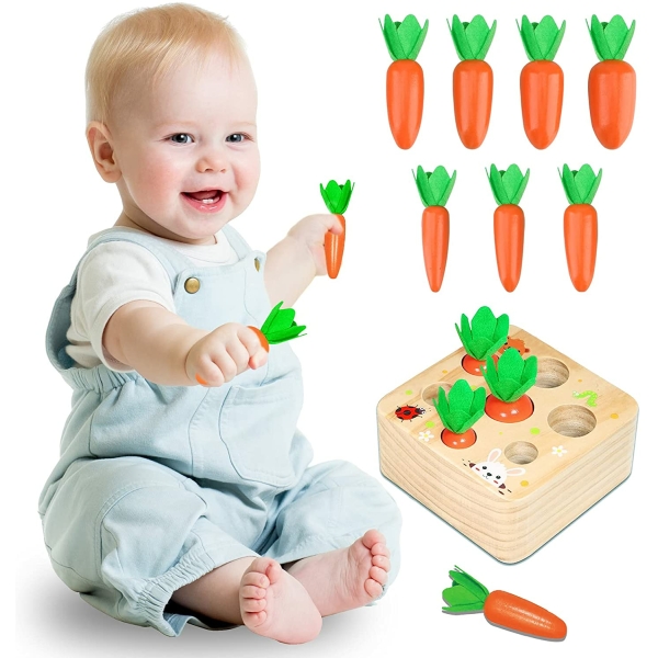 Jouets Montessori pour développer la coopération de la main ensemble de carottes en bois pour filles 69118