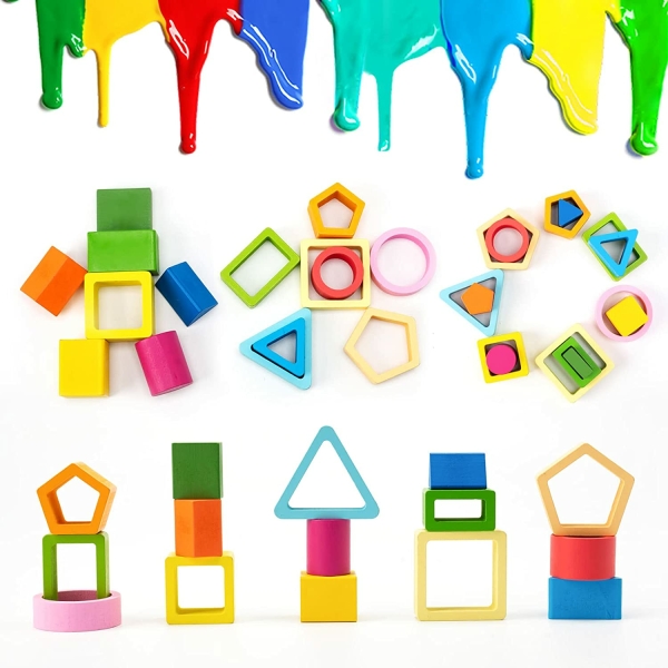 Jouets Montessori en bois pour apprendre les couleurs et les formes pour filles 69291