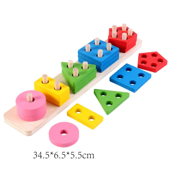 Jeux Montessori en bois colorée pour apprendre les formes géométriques pour petites filles img jeux montessori en bois coloree en forme geometrique pour petites filles 05