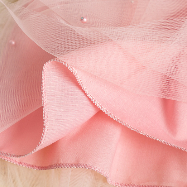 Robe de princesse en tulle blanche et rose avec manches courtes à volants pour fille img 0a9120