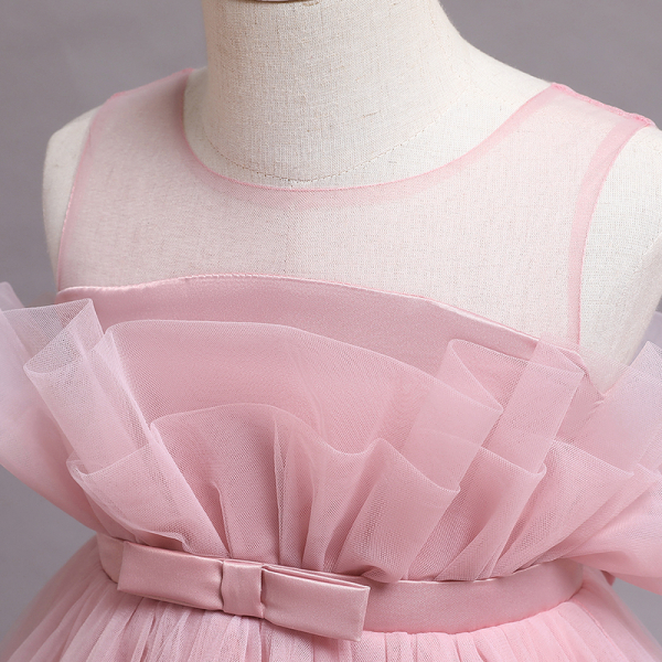 Robe de princesse en tulle rose avec gros nœud pour fille img 67a53f