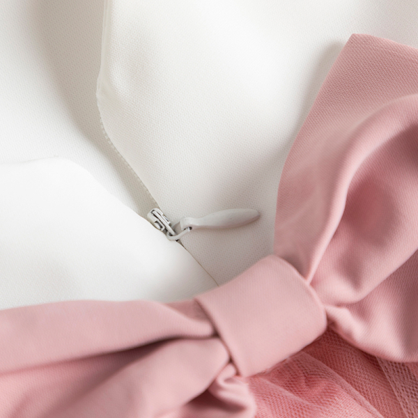 Robe de princesse en tulle blanche et rose avec manches courtes à volants pour fille img d5b676
