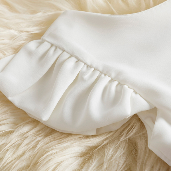 Robe de princesse en tulle blanche et rose avec manches courtes à volants pour fille img f9c40d5d