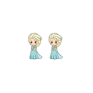 Boucles d'oreilles sur fond blanc, représentant princesse Elsa