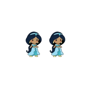 Boucles d'oreilles représentant la princesse Jasmine, sur fond blanc