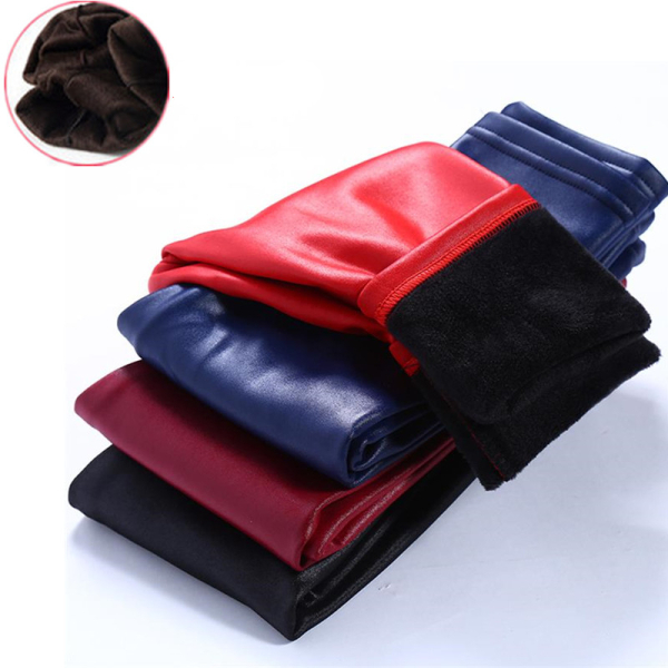 Tregging en cuir synthétique molletonné pour filles, plusieurs couleurs différentes.