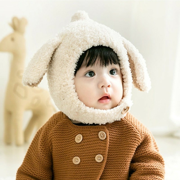 Cagoule en peluche avec oreilles de lapin pour bébé fille 107066