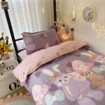 Housse de couette imprimée lapin pour filles avec un fond une chambre de fille