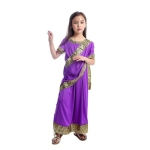 Déguisement indienne violet pour filles avec un fond blanc