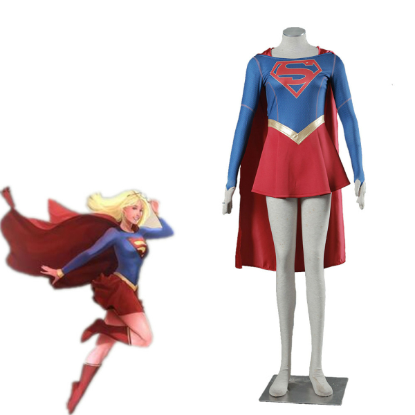 Déguisement supergirl pour filles avec un fond blanc