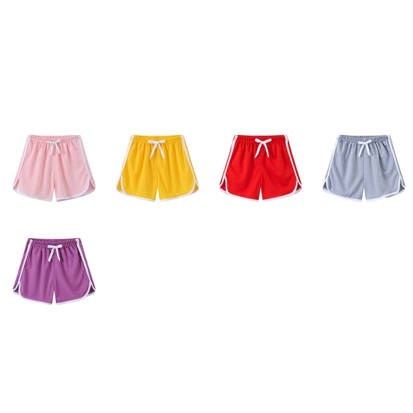 5 shorts de bain de couleurs différentes sur fond blanc