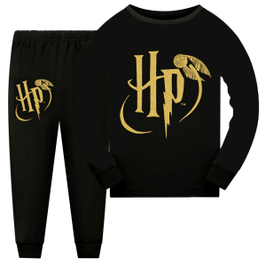 Pyjama Harry Potter noir avec pantalon et t-shirt à manches longues