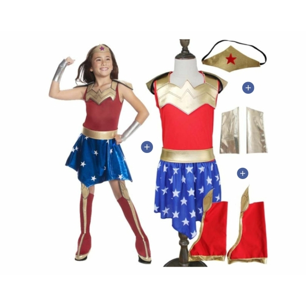 Déguisement Wonder Woman élégant pour filles avec un fond blanc