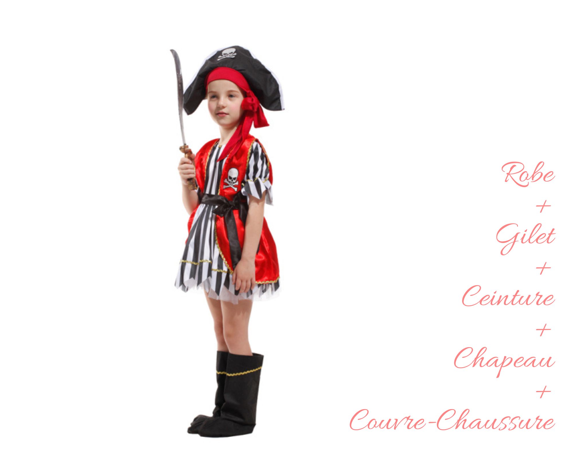 Déguisement petite pirate robe à rayures pour filles • Petites Pirates