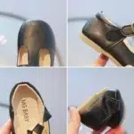 Mocassin solide en cuir pour fille avec petite boucle au-dessus du pied