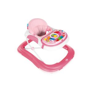 Trotteur bébé avec siège confortable et un plateau interactif amovible, conçu pour stimuler l'éveil et accompagner les premiers pas de votre enfant.