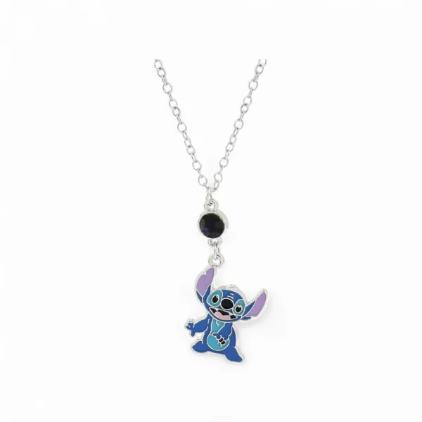 Collier Stitch pour enfant avec stitch bleu en pendentif et une perle noir