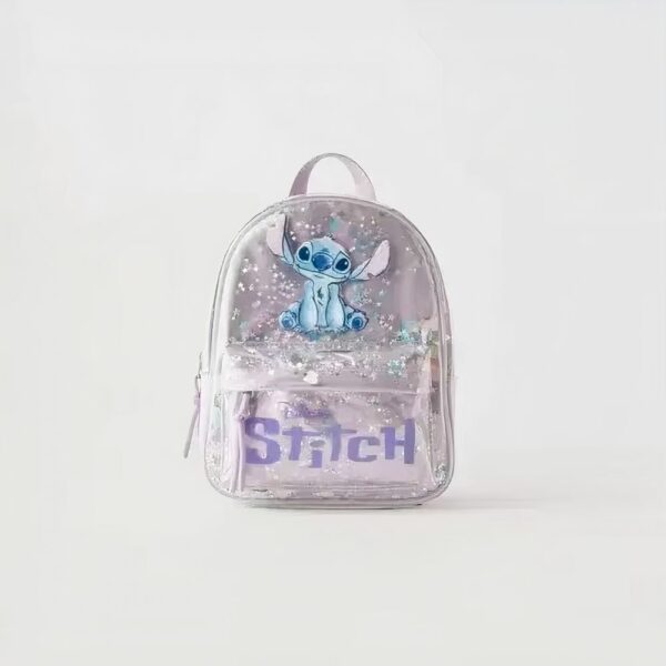 Sac à dos rose avec paillettes étoiles et motif Stitch.