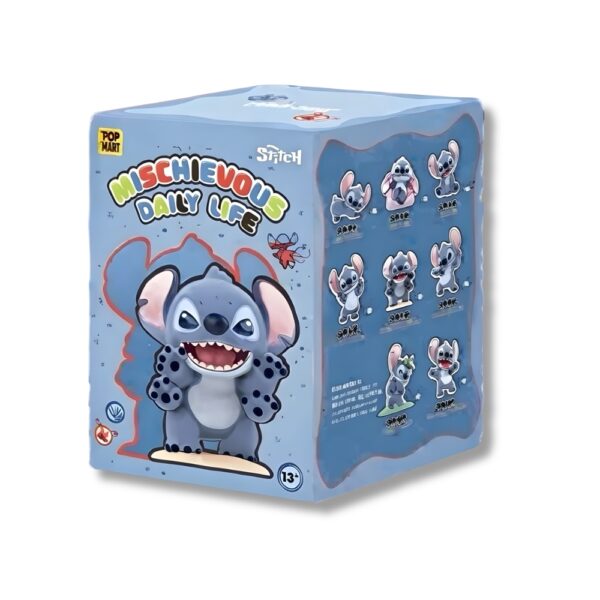 Boîte mystère Stitch Série Quotidienne Malicieuse avec figurines Disney aléatoires représentant Stitch dans des poses drôles et expressives